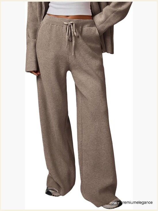 Pants - Women's Straight Leg Knit Sweater Pants with Pockets